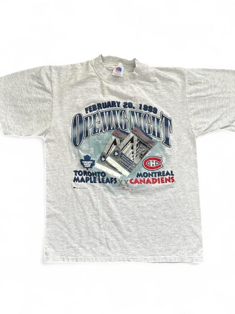 Vintage Toronto Maple Leafs vs Montreal Canadiens 1999 Opening Night T-Shirt Med